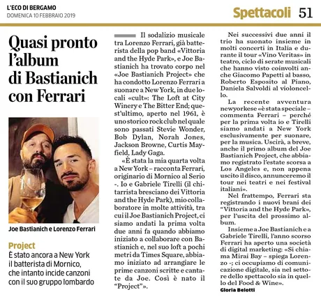 Ritaglio di giornale su Lorenzo Ferrari