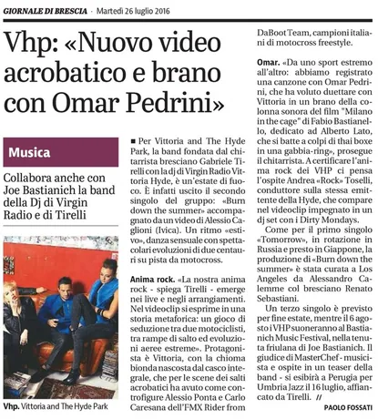 Ritaglio di giornale su Lorenzo Ferrari