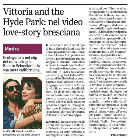 Ritaglio di giornale su Lorenzo Ferrari