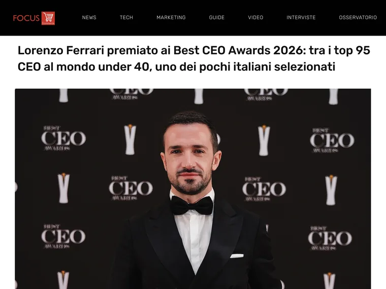 Focus E-commerce: Lorenzo Ferrari premiato ai Best CEO Awards 2026, tra i top 95 CEO al mondo under 40